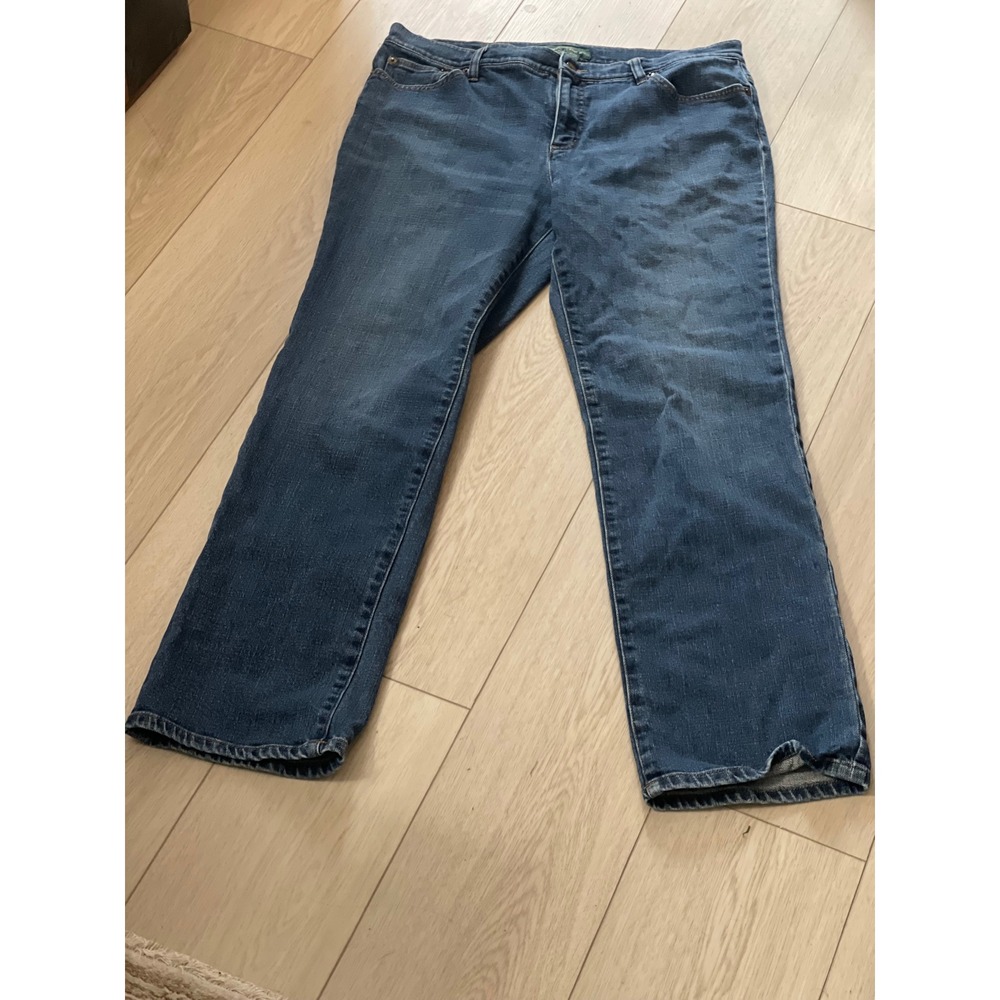 Lauren Ralph Lauren Jeans Co Straight Leg Blue Denim Jeans Women Size 14 Stretch - Picture 2 of 6